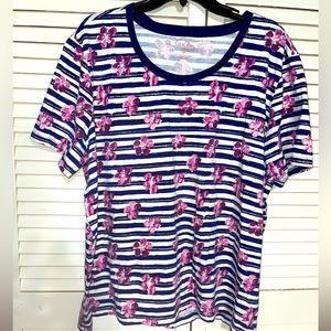 Coral Bay Floral Striped Short Sleeve Shirt